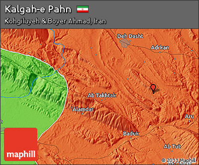 Political 3D Map of Kalgah-e Pahn