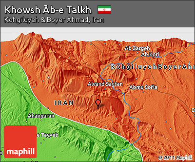 Political 3D Map of Khowsh Āb-e Talkh