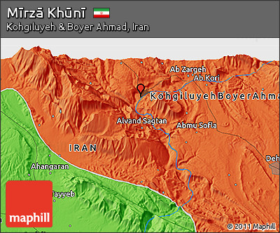 Political 3D Map of Mīrzā Khūnī