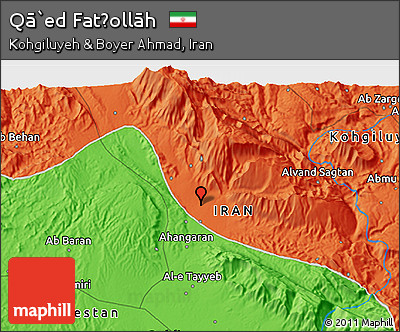 Political 3D Map of Qā`ed Fatḩollāh
