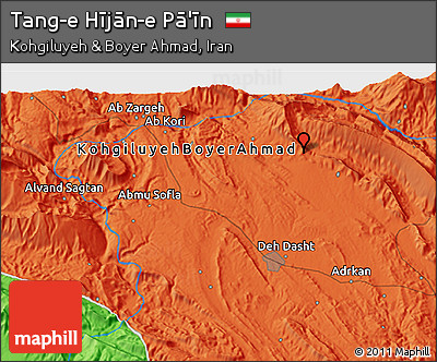 Political 3D Map of Tang-e Hījān-e Pā'īn