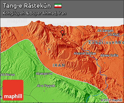 Political 3D Map of Tang-e Rāstekūn