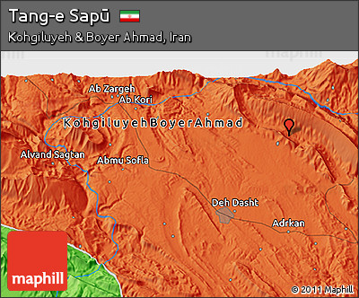 Political 3D Map of Tang-e Sapū