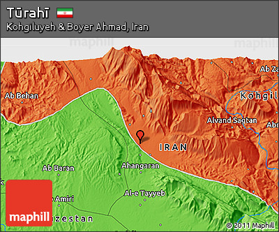 Political 3D Map of Tūrahī