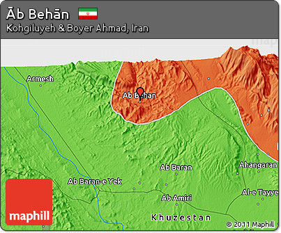 Political 3D Map of Āb Behān