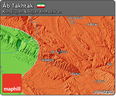 Political 3D Map of Āb Takhtak