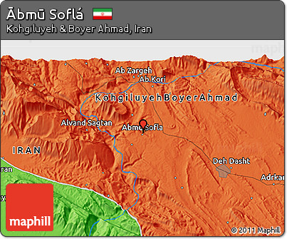 Political 3D Map of Ābmū Soflá