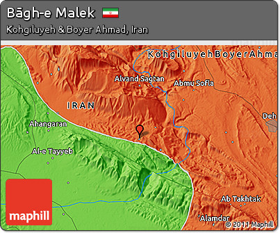 Political 3D Map of Bāgh-e Malek