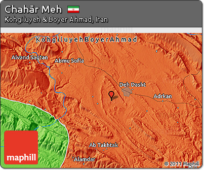 Political 3D Map of Chahār Meh