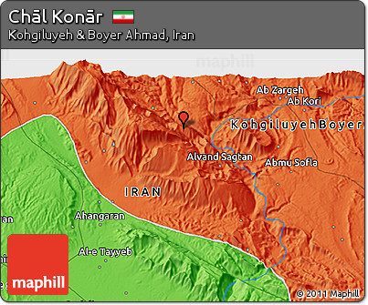 Political 3D Map of Chāl Konār