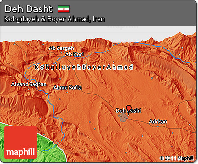 Political 3D Map of Deh Dasht