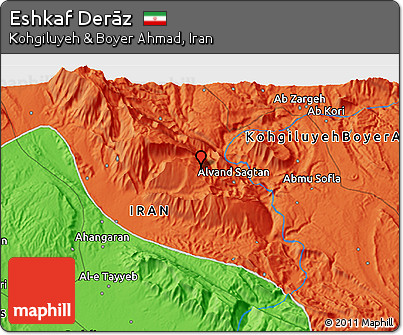 Political 3D Map of Eshkaf Derāz