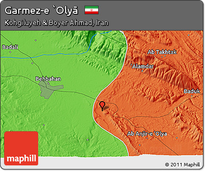 Political 3D Map of Garmez-e `Olyā