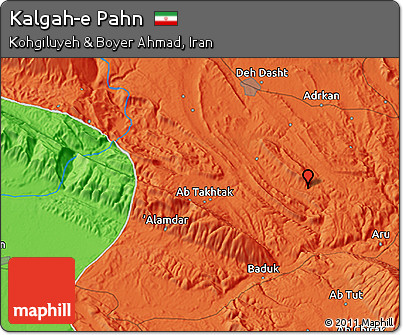 Political 3D Map of Kalgah-e Pahn