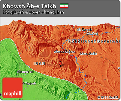 Political 3D Map of Khowsh Āb-e Talkh