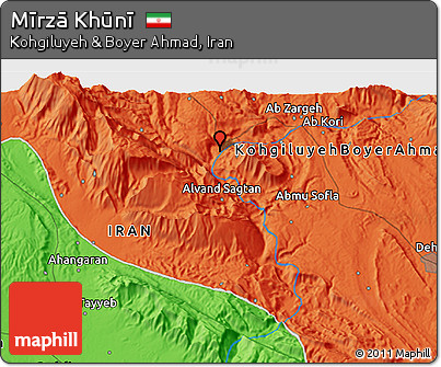 Political 3D Map of Mīrzā Khūnī