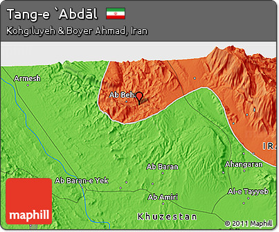 Political 3D Map of Tang-e `Abdāl