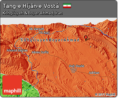 Political 3D Map of Tang-e Hījān-e Vostá