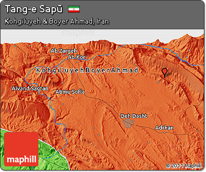 Political 3D Map of Tang-e Sapū