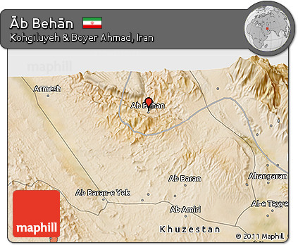 Satellite 3D Map of Āb Behān