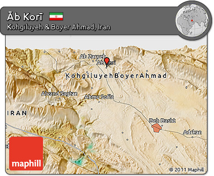 Satellite 3D Map of Āb Korī