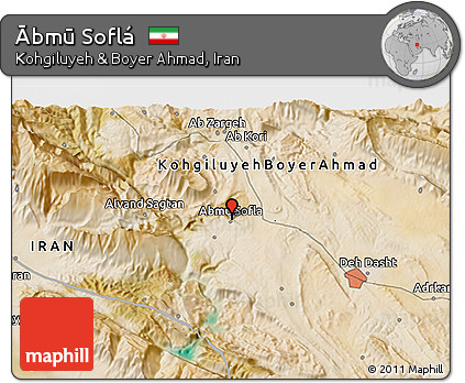 Satellite 3D Map of Ābmū Soflá