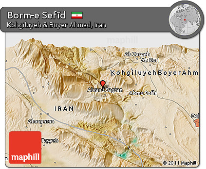 Satellite 3D Map of Borm-e Sefīd