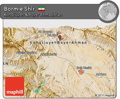 Satellite 3D Map of Borm-e Shīr