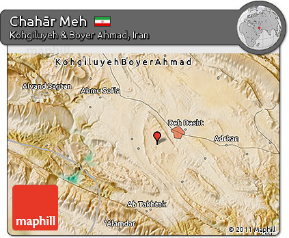 Satellite 3D Map of Chahār Meh