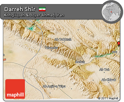 Satellite 3D Map of Darreh Shīr