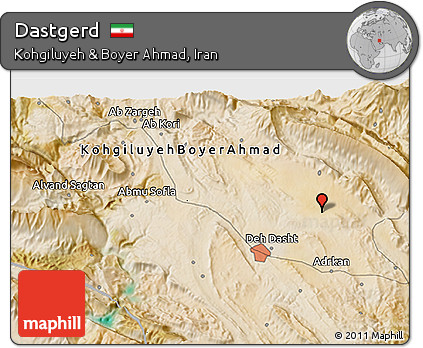 Satellite 3D Map of Dastgerd