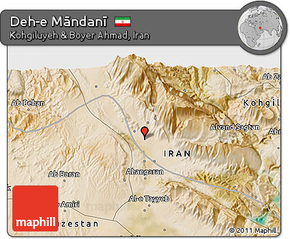 Satellite 3D Map of Deh-e Māndanī