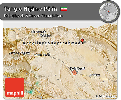 Satellite 3D Map of Tang-e Hījān-e Pā'īn