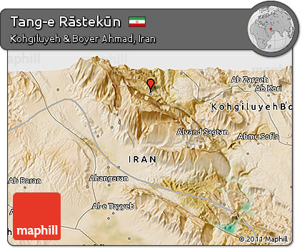 Satellite 3D Map of Tang-e Rāstekūn