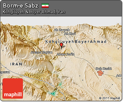 Satellite 3D Map of Borm-e Sabz