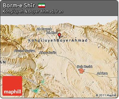 Satellite 3D Map of Borm-e Shīr
