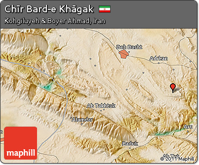 Satellite 3D Map of Chīr Bard-e Khāgak