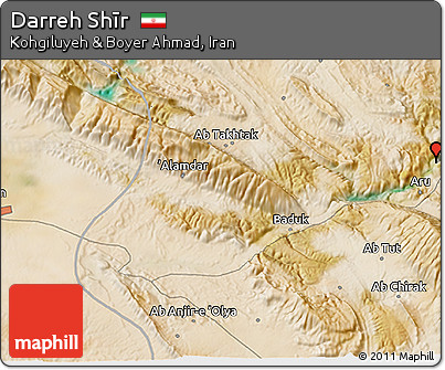 Satellite 3D Map of Darreh Shīr
