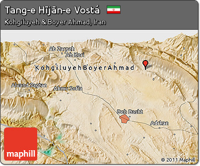 Satellite 3D Map of Tang-e Hījān-e Vostá