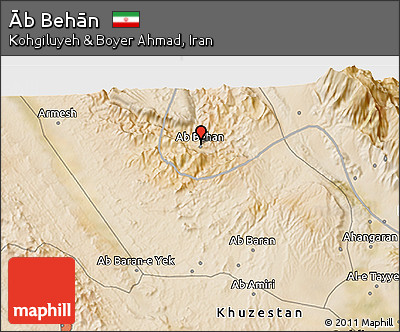 Satellite 3D Map of Āb Behān