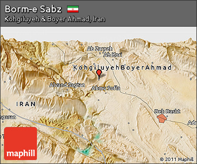 Satellite 3D Map of Borm-e Sabz