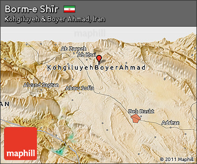 Satellite 3D Map of Borm-e Shīr