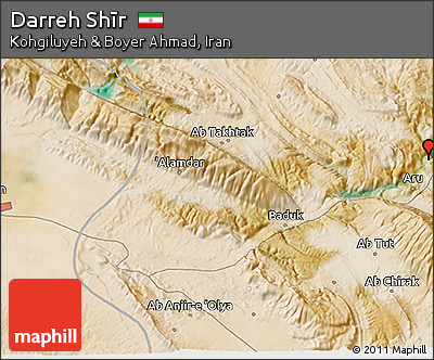 Satellite 3D Map of Darreh Shīr