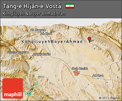 Satellite 3D Map of Tang-e Hījān-e Vostá