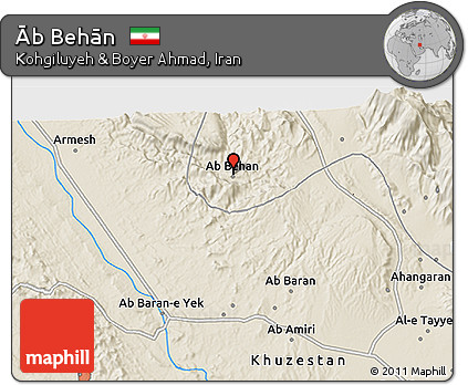 Shaded Relief 3D Map of Āb Behān