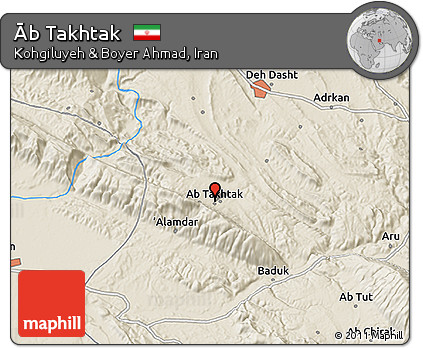 Shaded Relief 3D Map of Āb Takhtak