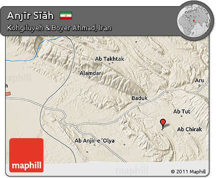 Shaded Relief 3D Map of Anjīr Sīāh