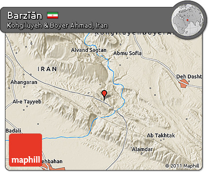 Shaded Relief 3D Map of Barzīān