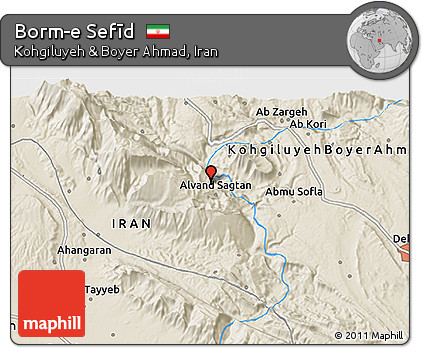 Shaded Relief 3D Map of Borm-e Sefīd