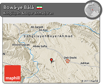 Shaded Relief 3D Map of Bowā-ye Bālā